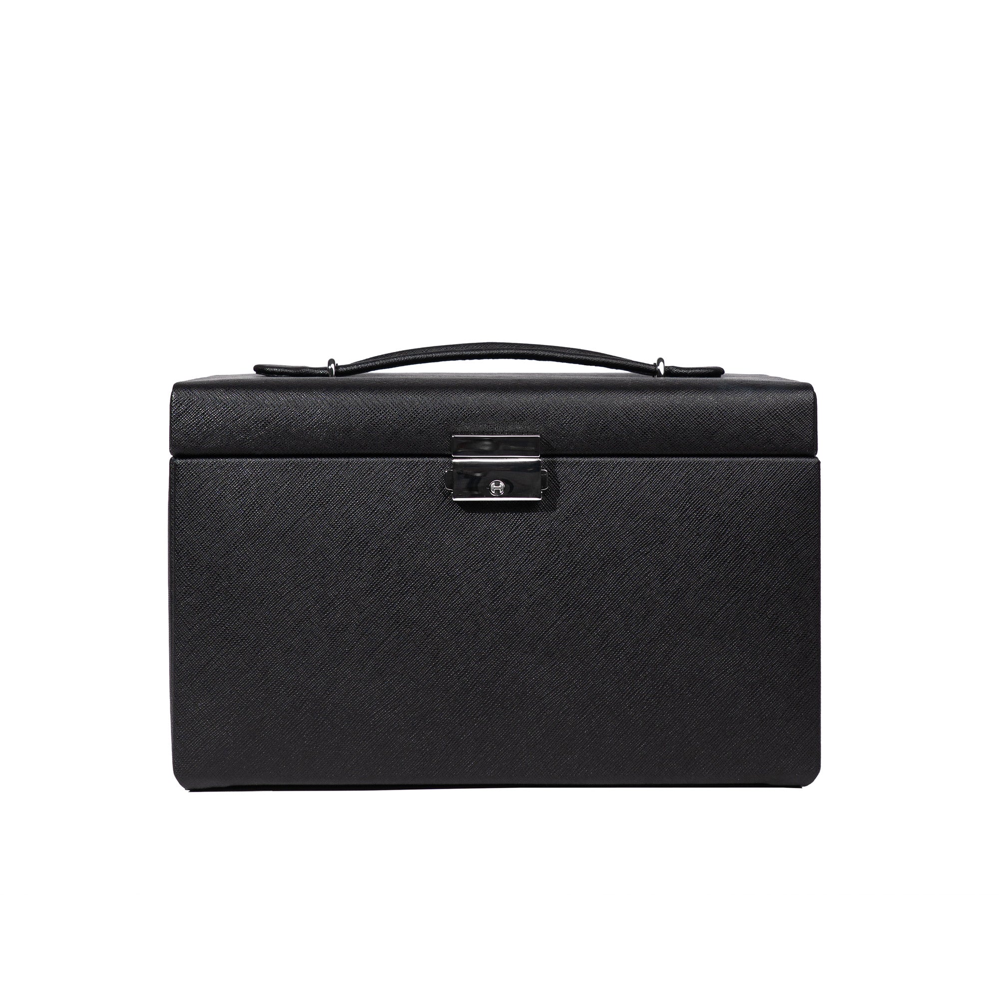 Boîte à bijoux｜Classico noire en cuir véritable