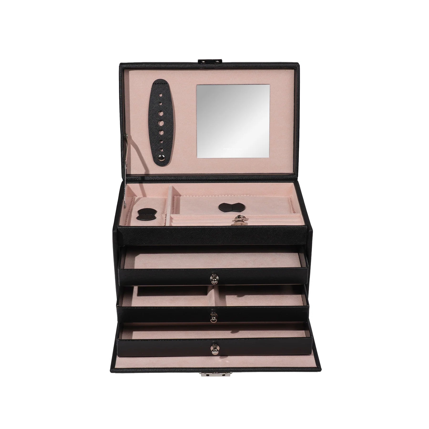 Boîte à bijoux｜Classico noire en cuir véritable