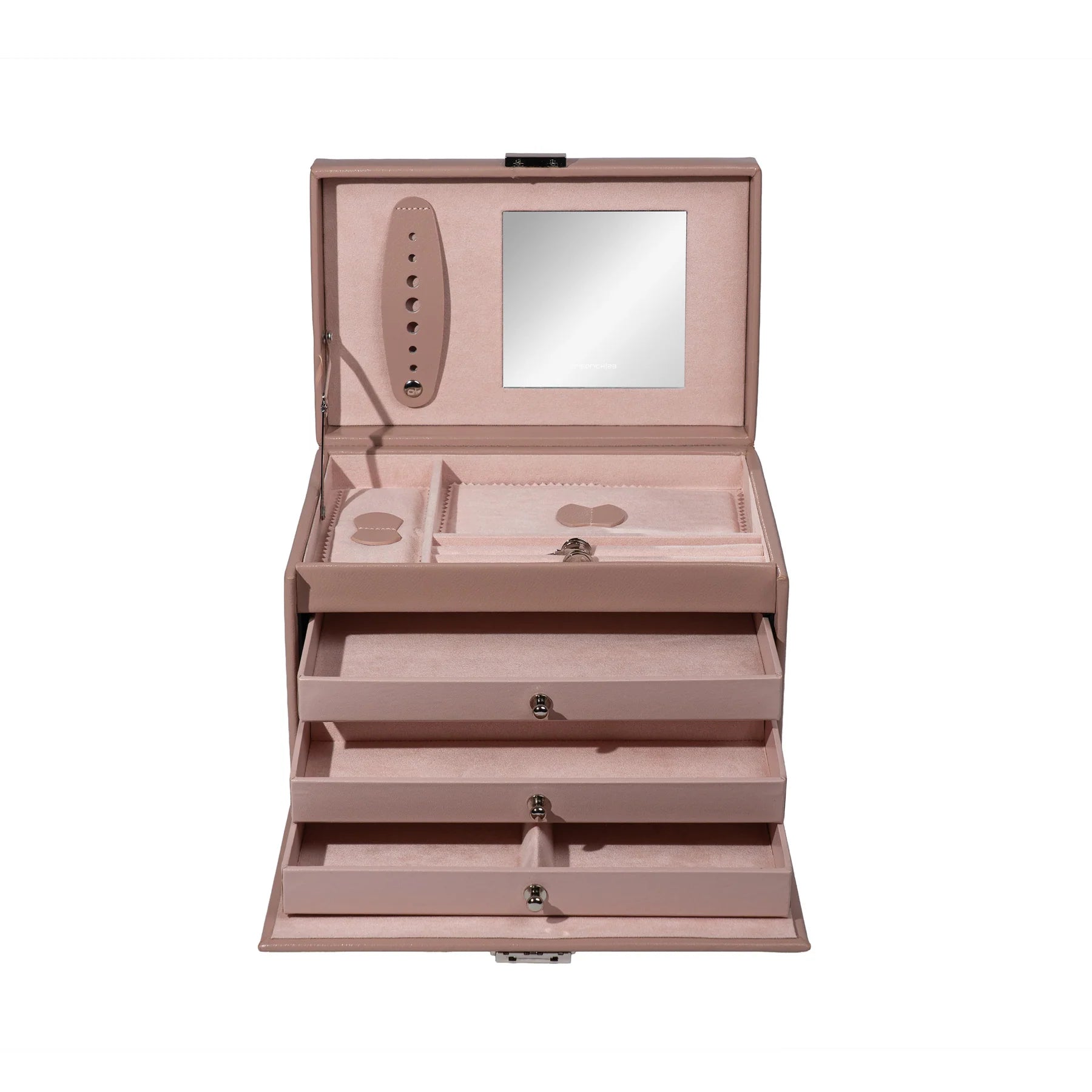 Boîte à bijoux｜Classico rose en cuir véritable