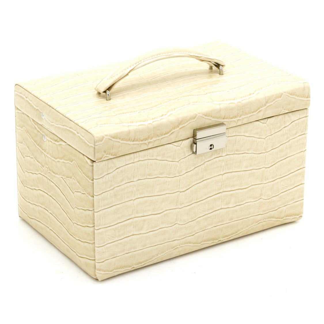 Coffret à Bijoux Beige Aspect Croco - Royaume de la Boîte