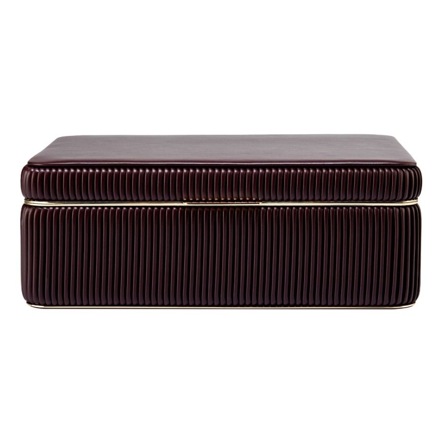 Coffret à bijoux bordeaux avec intérieur en velours 
 boite de rangement élégante pour femme