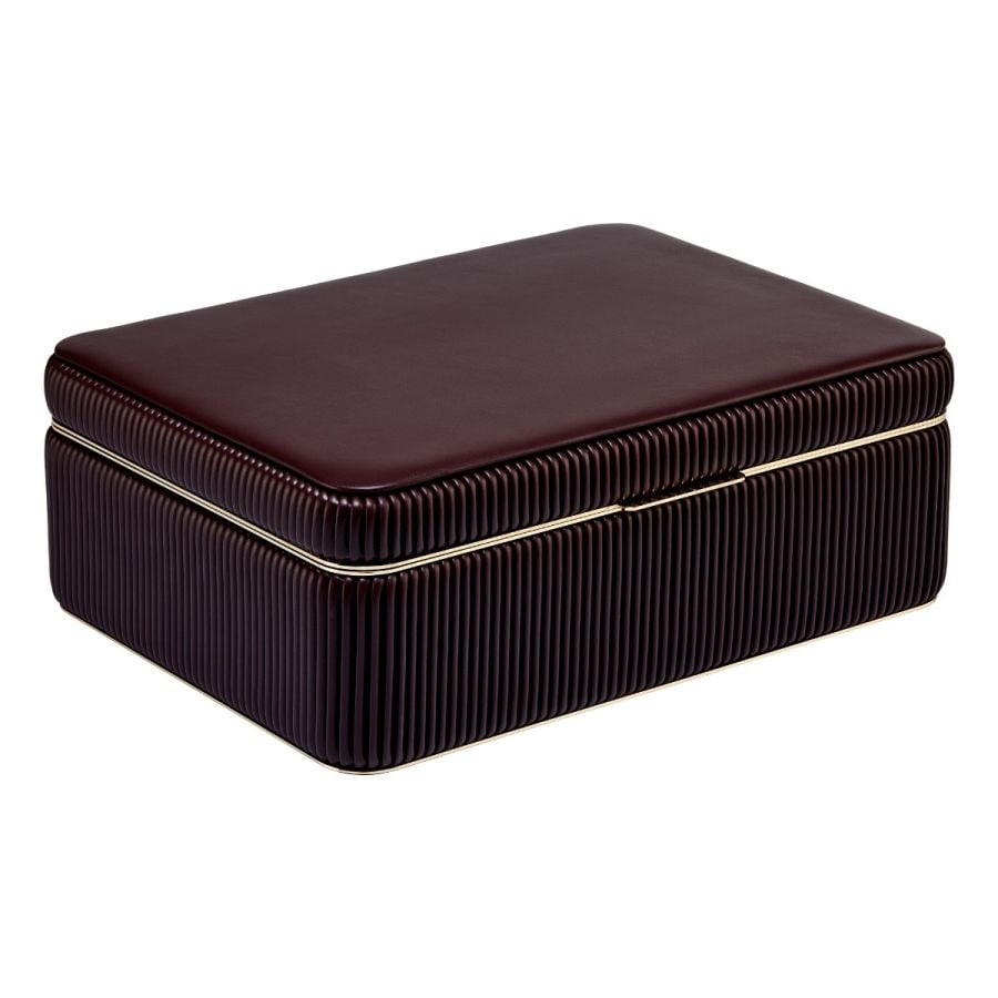 Coffret à bijoux bordeaux avec intérieur en velours 
 boite de rangement élégante pour femme