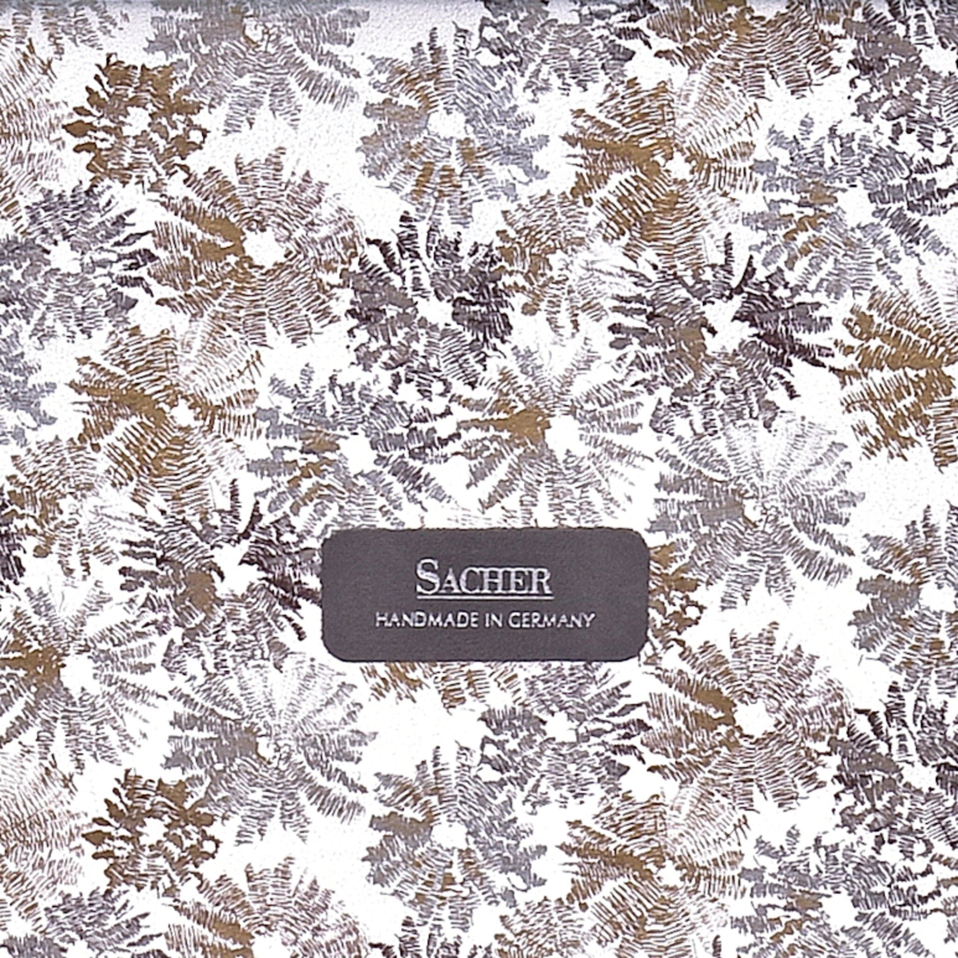 Grand coffret à bijoux gris  de la marque Sacher boite élégante avec intérieur beige et motifs floraux