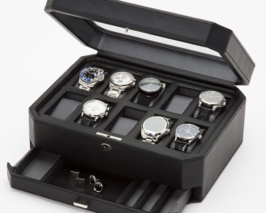 Coffret de Rangement pour Montre de Luxe Noir Intense - Royaume de la Boîte