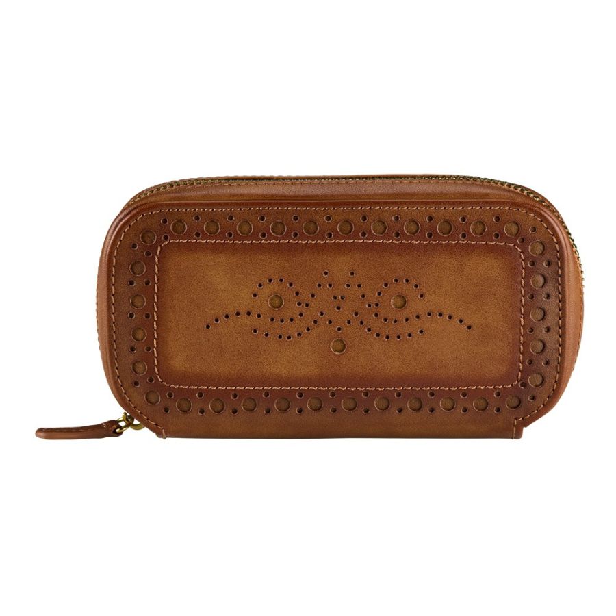 Etui à montre Wolf 1834, collection Brogue - Esthétique vintage et intemporelle des célèbres chaussures britanniques « brogue » - Revetement haut de gamme effet cuir patiné - Deux emplacements