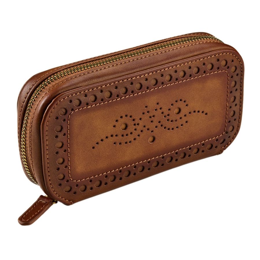 Etui à montre Wolf 1834, collection Brogue - Esthétique vintage et intemporelle des célèbres chaussures britanniques « brogue » - Revetement haut de gamme effet cuir patiné - Deux emplacements