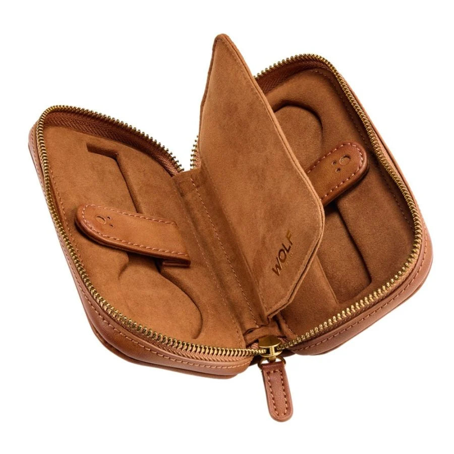 Etui à montre Wolf 1834, collection Brogue - Esthétique vintage et intemporelle des célèbres chaussures britanniques « brogue » - Revetement haut de gamme effet cuir patiné - Deux emplacements