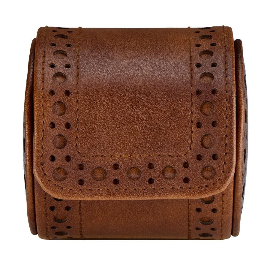 Etui à montre Wolf 1834, collection Brogue - Esthétique vintage et intemporelle des célèbres chaussures britanniques « brogue » - Revetement haut de gamme effet cuir patiné - Un emplacement