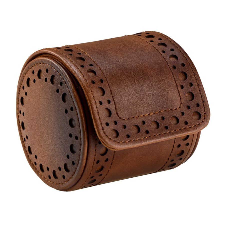Etui à montre Wolf 1834, collection Brogue - Esthétique vintage et intemporelle des célèbres chaussures britanniques « brogue » - Revetement haut de gamme effet cuir patiné - Un emplacement