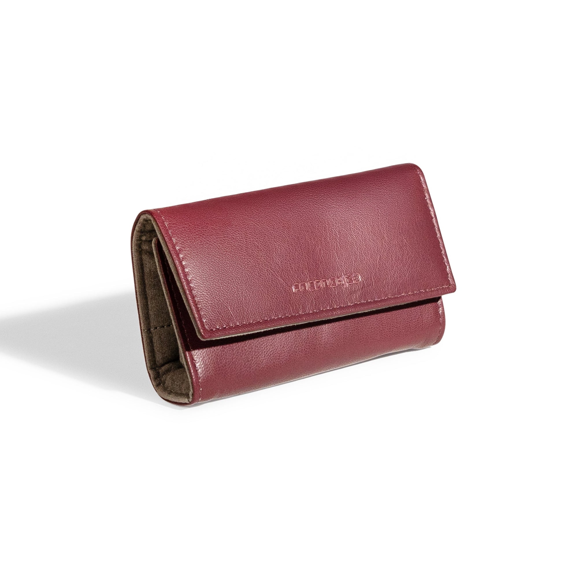 Pochette en cuir véritable Sienna, cuir véritable, bordeaux, vue fermée, en biais