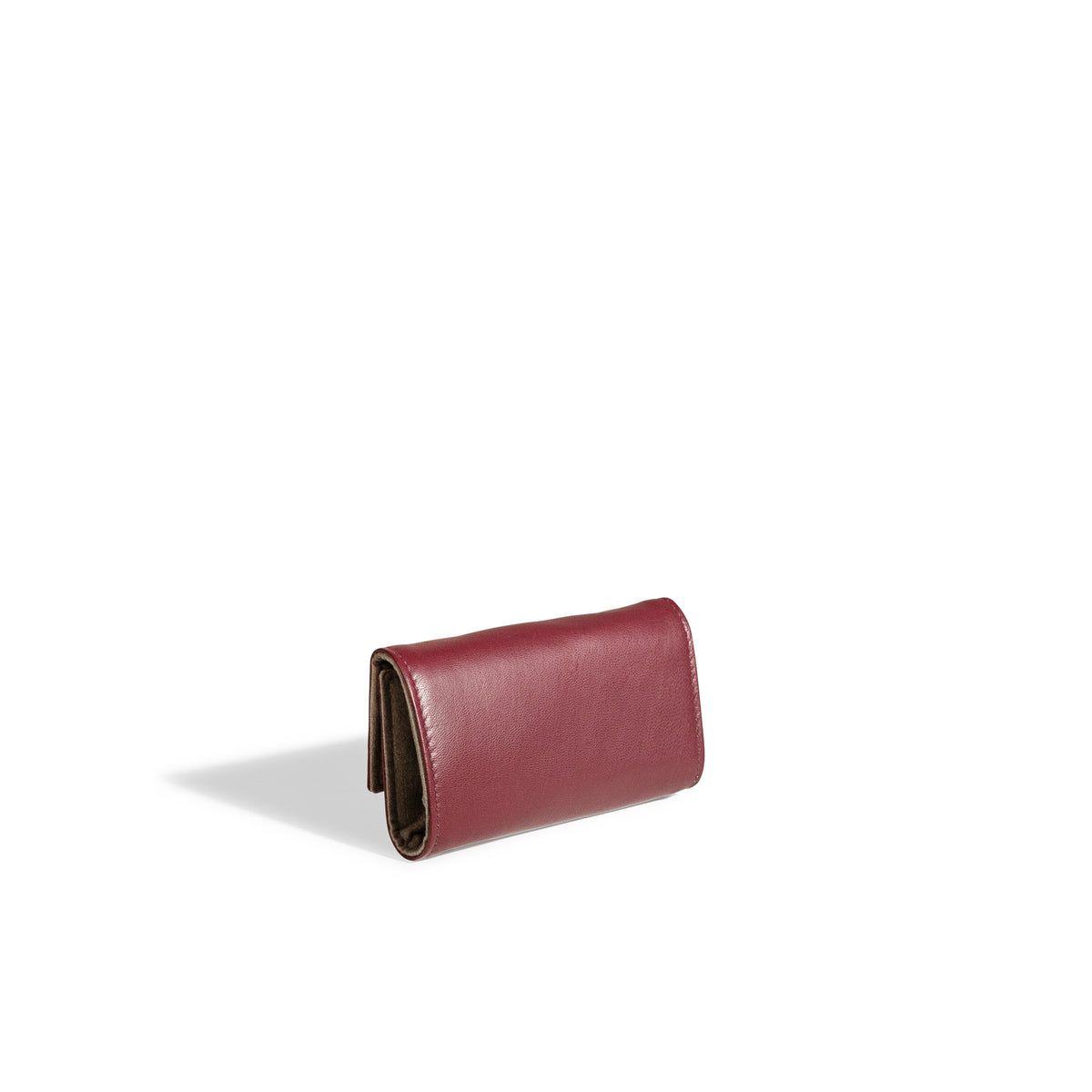 Pochette en cuir véritable Sienna, cuir véritable, bordeaux, vue fermée de dos posé sur la tranche