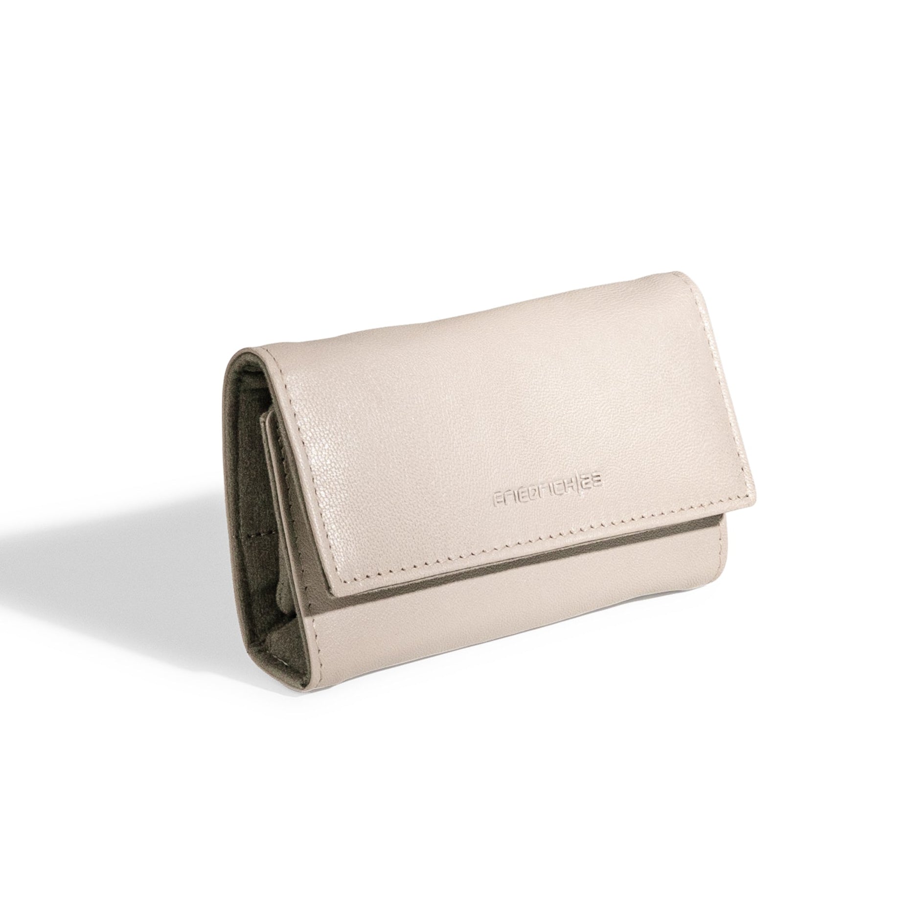 Pochette en cuir véritable Sienna, cuir véritable, beige cappuccino, vue fermée, de face