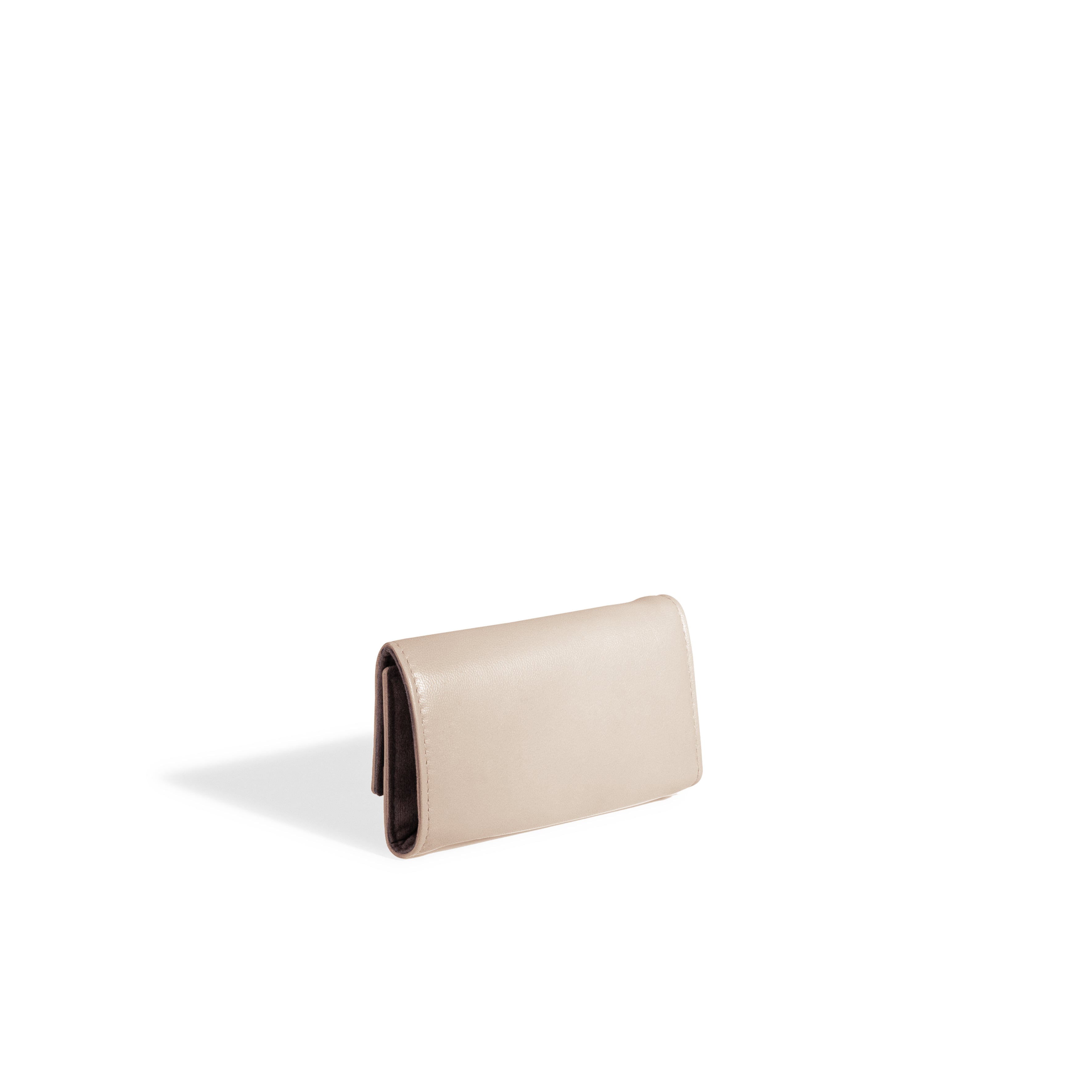Pochette en cuir véritable Sienna, cuir véritable, beige cappuccino, vue fermée, de dos