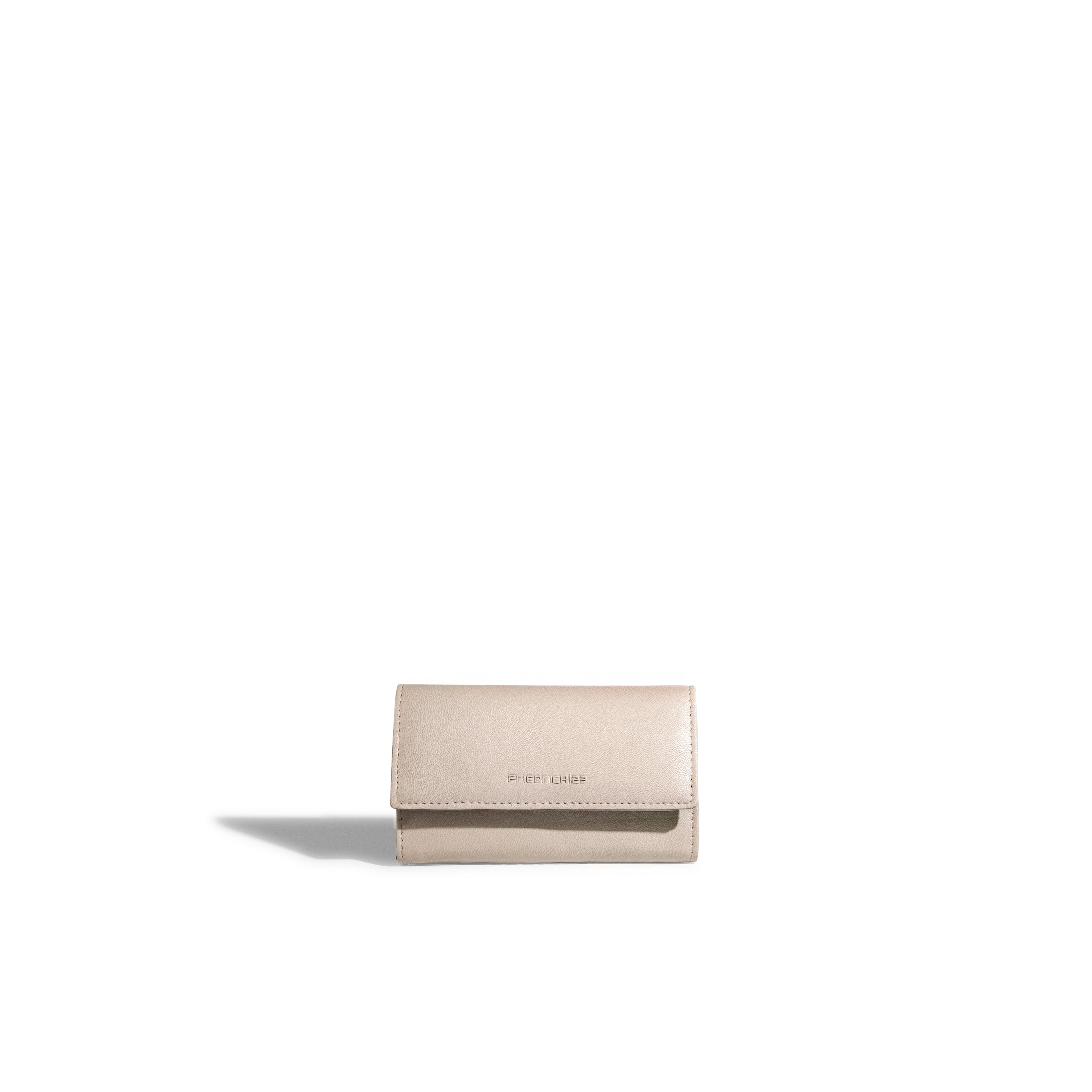 Pochette en cuir véritable Sienna, cuir véritable, beige cappuccino, vue fermée, de face