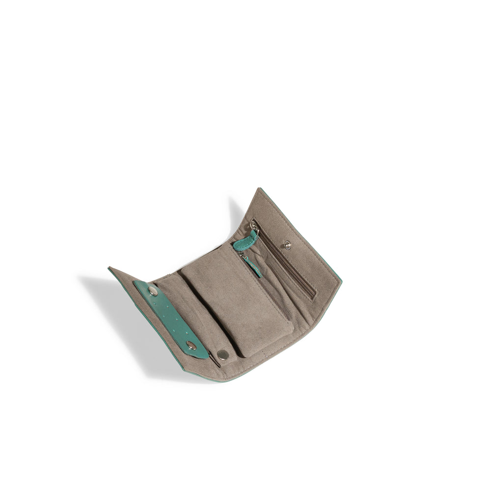 Pochette en cuir véritable Sienna, cuir véritable, vert turquoise, vue ouverte