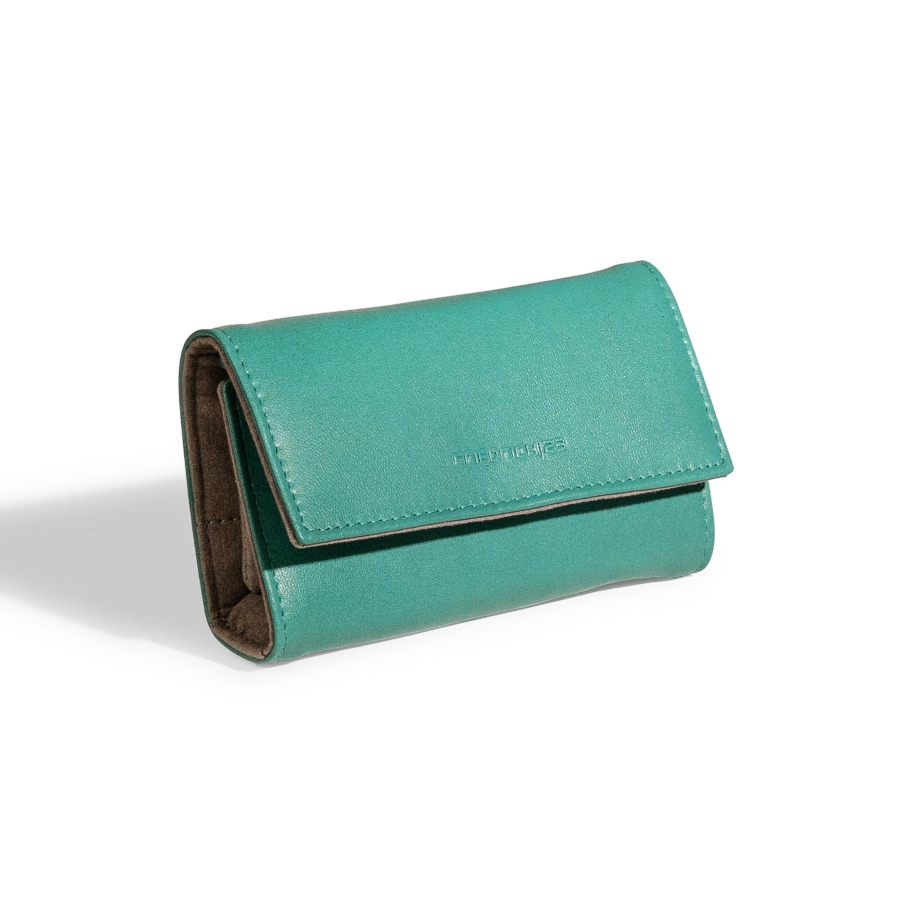 Pochette en cuir véritable Sienna, cuir véritable, vert turquoise, vue fermée, en biais