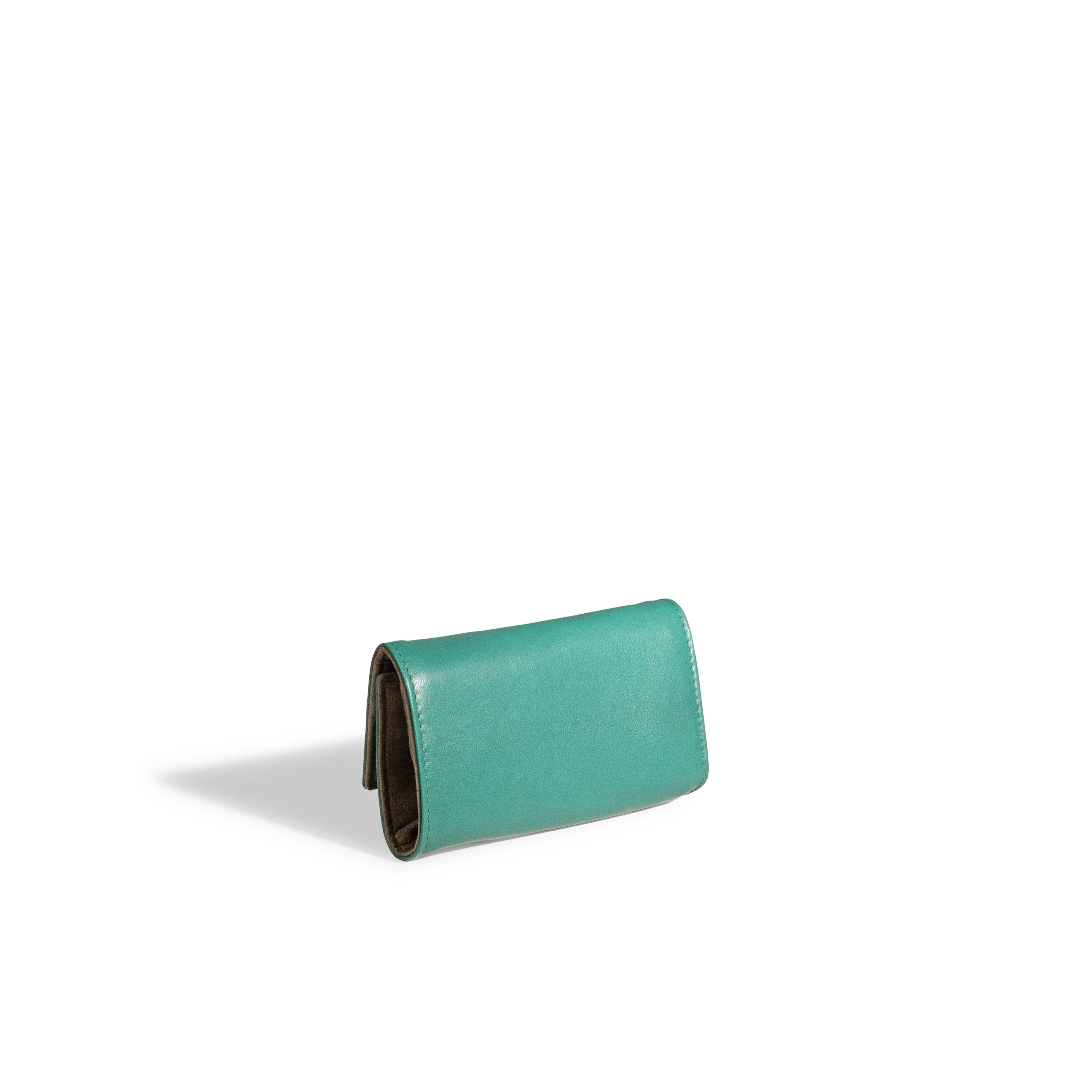 Pochette en cuir véritable Sienna, cuir véritable, vert turquoise, vue fermée de dos