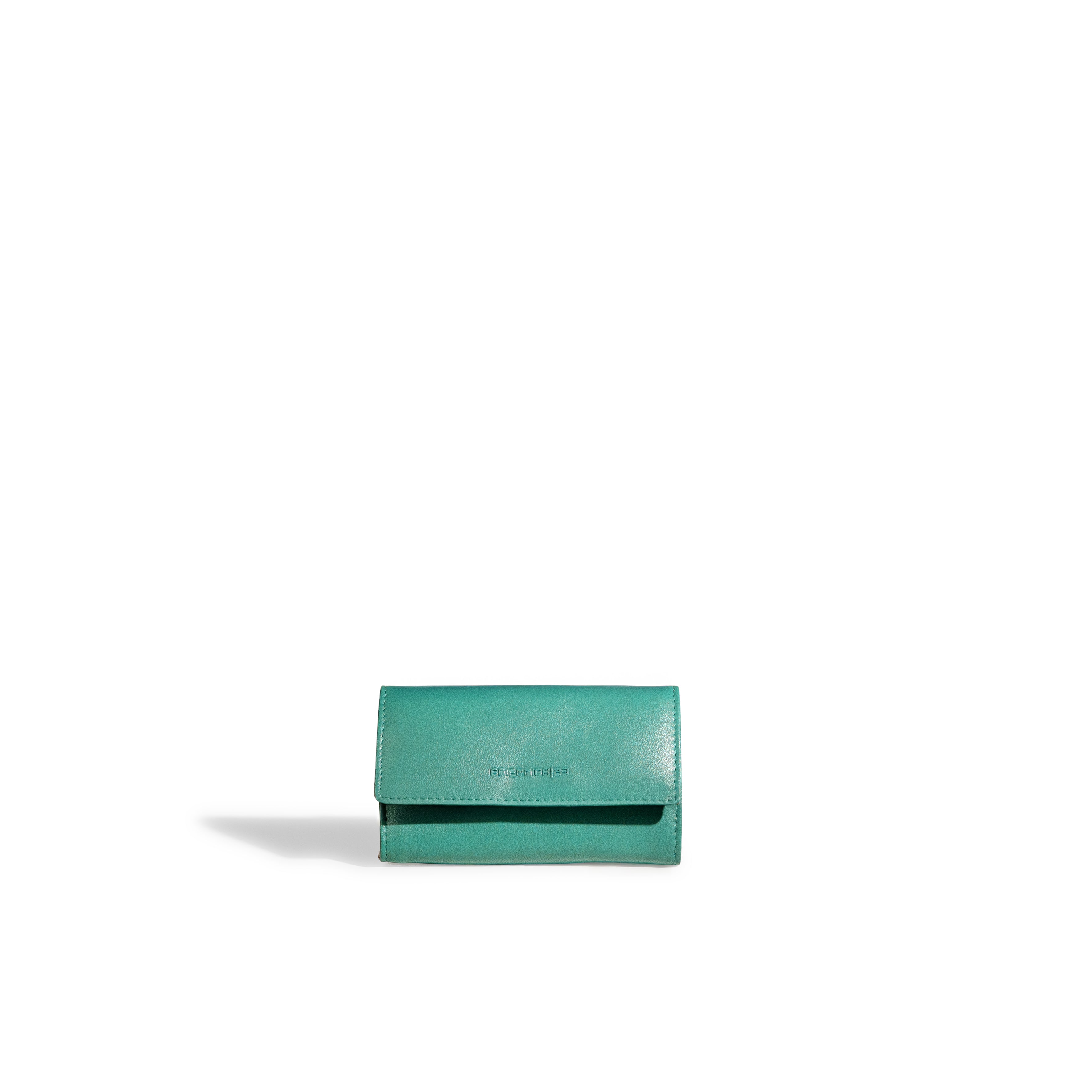 Pochette en cuir véritable Sienna, cuir véritable, vert turquoise, vue fermée de face