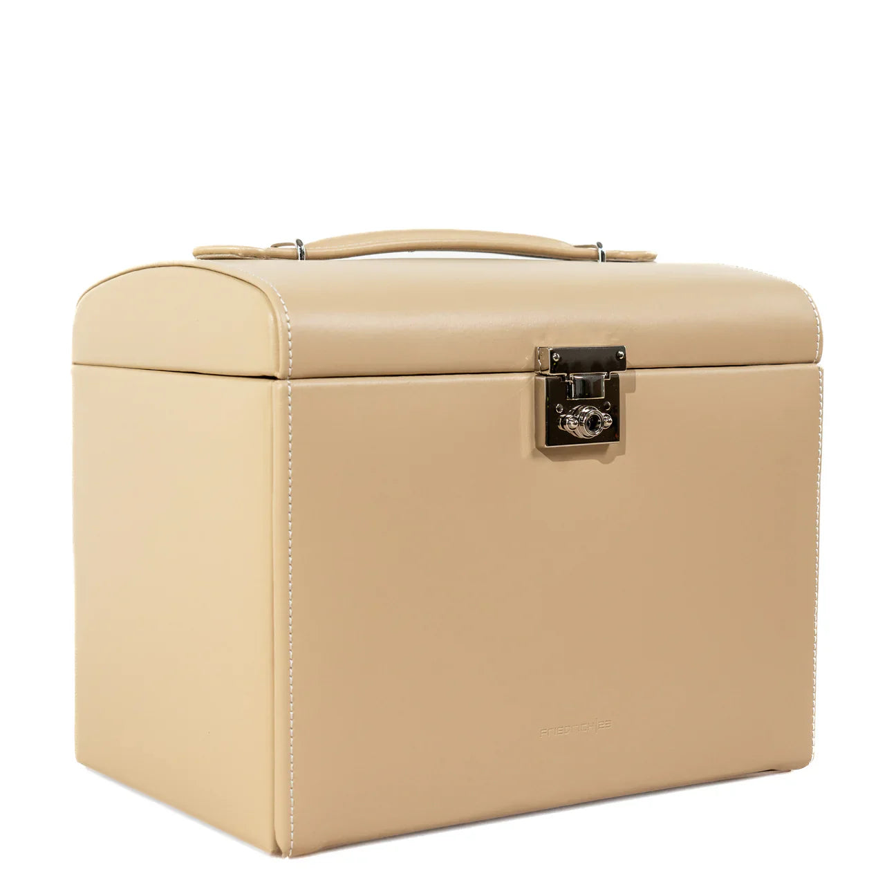 Grande boîte à bijoux crème avec poignée et serrure métallique, marque Friedrich23