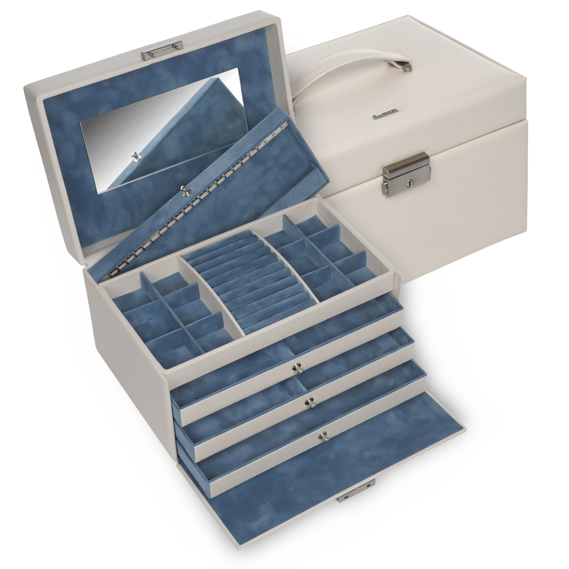  Grand coffret à bijoux bleu