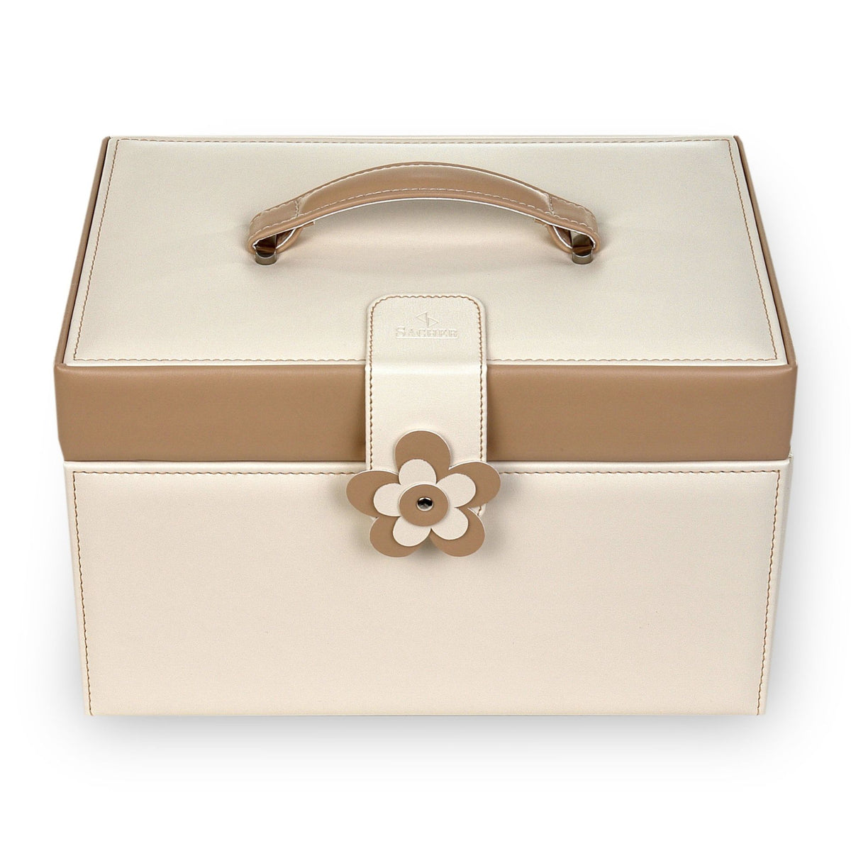 Grand coffret à bijoux fleur creme