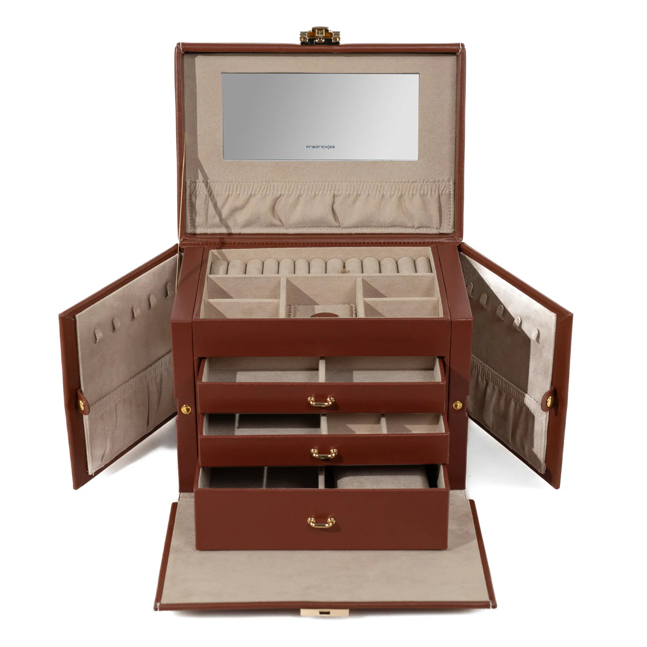 Grand Coffret à Bijoux Marron - Royaume de la Boîte