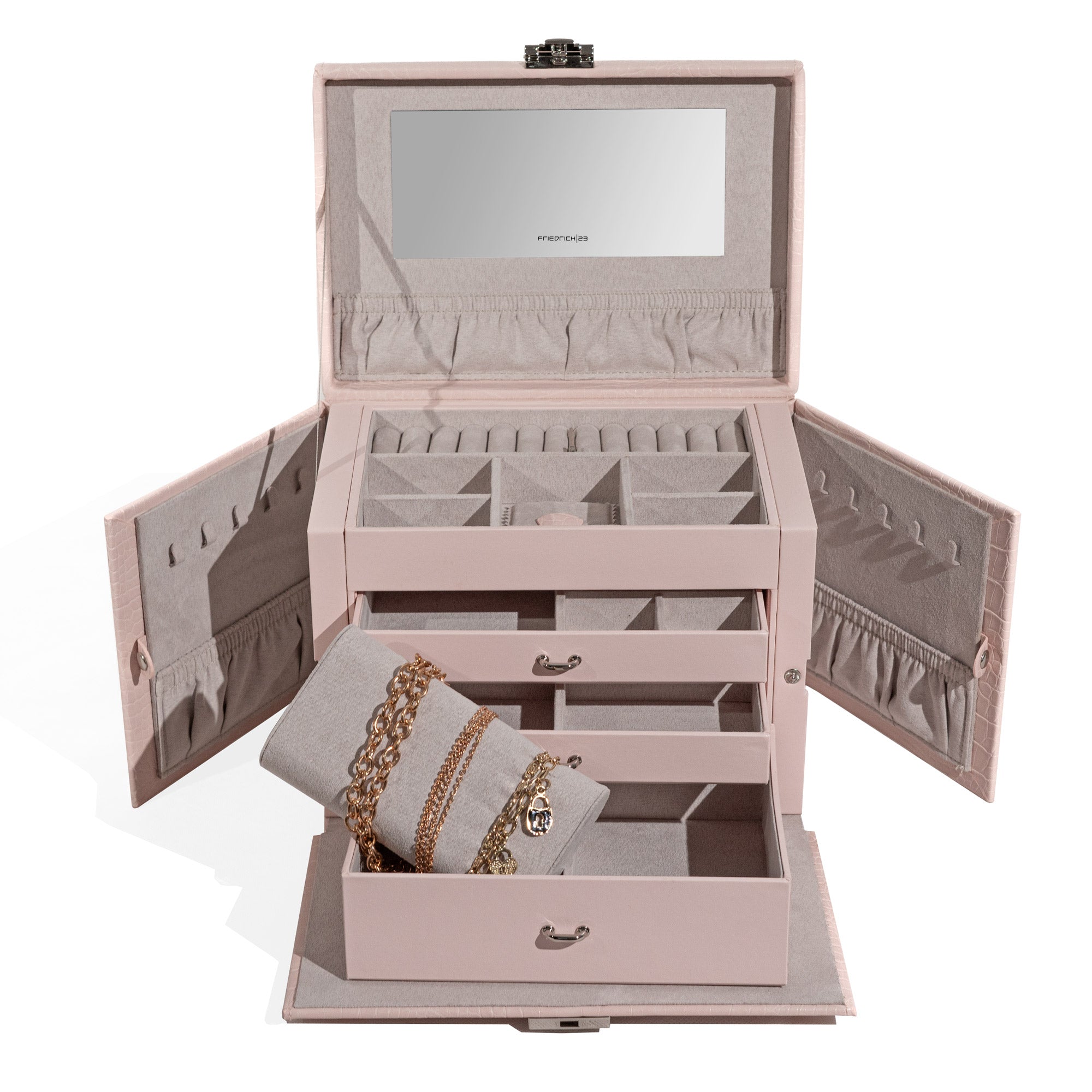 Grand Coffret à Bijoux Rose - Royaume de la Boîte