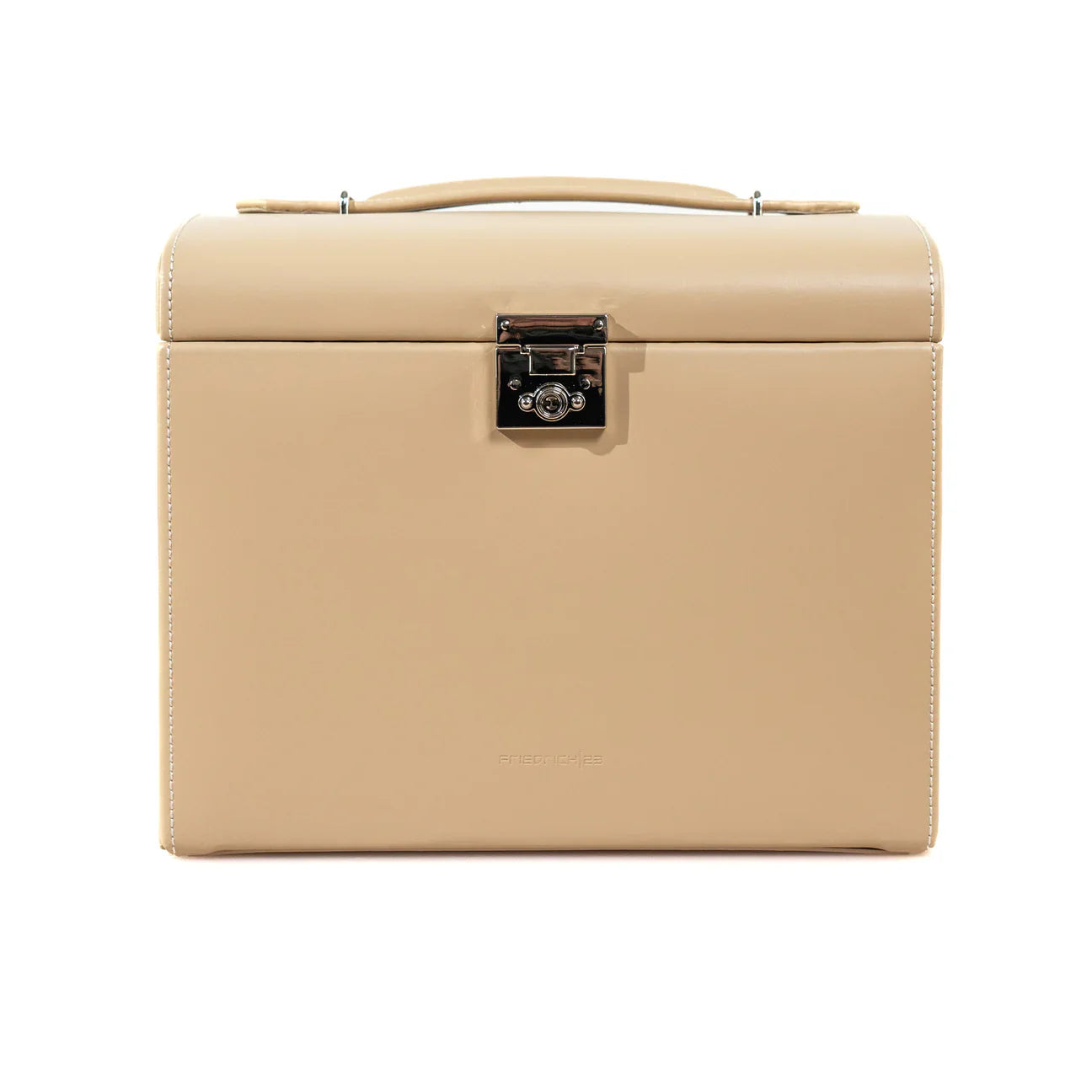 Grande boite à bijoux crème avec poignée et serrure métallique, marque Friedrich23