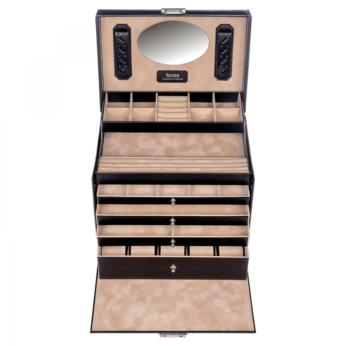 Grande Boîte à Bijoux Elégante avec Intérieur en Beige - Royaume de la Boîte