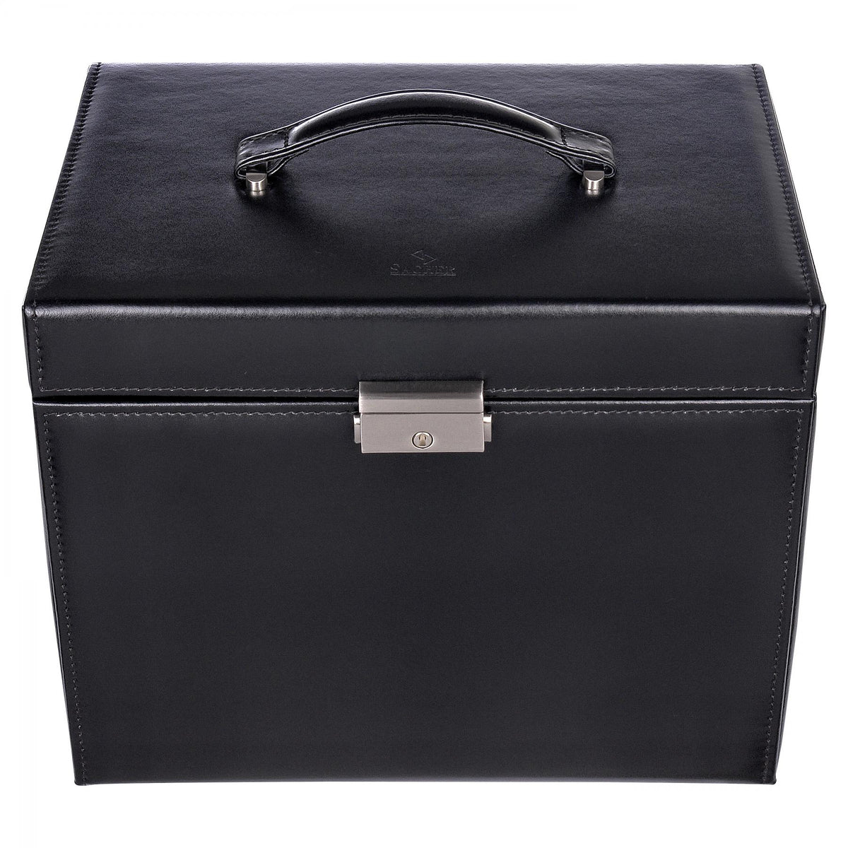 Grande Boîte à Bijoux Noire avec Intérieur Beige - Royaume de la Boîte