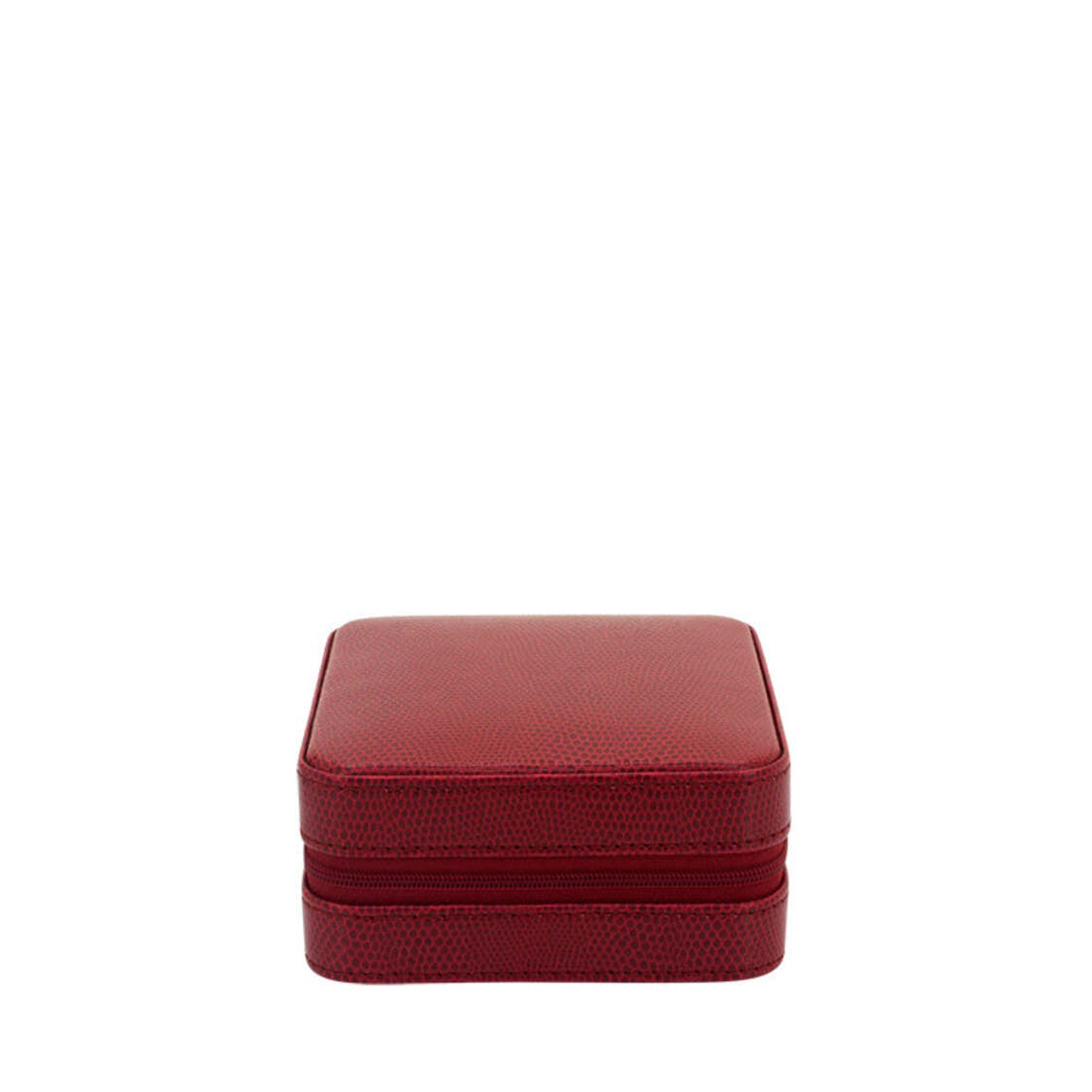 Coffre à bijoux rond gainé velours synthétique rouge avec miroir Coffre à bijoux rond gainé velours synthétique rouge avec miroir